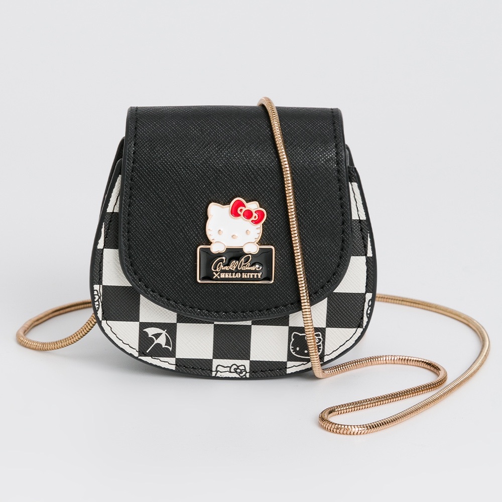 Hello Kitty x Arnold Palmer checkerboard design mini purse.